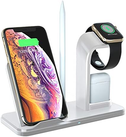 DoSHIn Wireless Charger Wireless Charger Stand 10W/7.5W Fast Wireless Charging Docking Station Phone Holder Compatible with iWatch Series 5/4/3/2/1,iPhone 11/XS MAX/XS/XR/X,Samsung Galaxy S10,Airpods