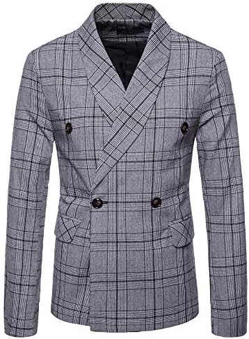 Pantete メンズ カジュアル 格子縞 ストライプ ブレザージャケット ダブルブレスト スタイリッシュなドレススーツ