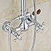Rozin Dual Knobs Mixer 8-inch Rainfall Shower Set with Handheld Spray Chrome Finish