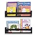 Wallniture Utah Nursery Book Shelves - Set of 2 Floating Bookshelf for Kids Room - Multi-use Kitchen Spice Rack and Bathroom Organizer, Wood Black