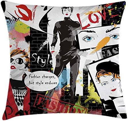 NGDUTZ Kawaii Throw Pillow Cushion Cover, Sweet Macaroons Stacked Colorful French Cookies Lovable Funny Cartoon Characters, Decorative Square Accent Pillow Case, 18 X 18 Inches, Multicolor
