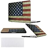 Easygoby 2 in 1 Retina 15-Inch Vintage American Flag Rubber Coated Hard Case for Apple MacBook Pro 15.4" with Retina display (A1398) Shell Cover + Transparent Keyboard Cover - Flag of the US