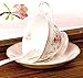 ufengkeEuropean Fashion Roses Bone China Coffee Cup and Saucer 204ml, Pink