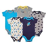 Luvable Friends 5-Pack Hanging Bodysuit, Rocket, 3-6 Months