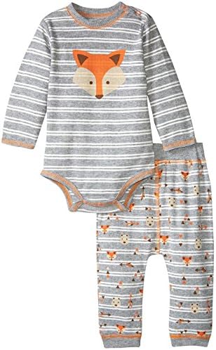 Kapital K Baby Boys 2-Piece Thermal Fox Stripe Bodysuit/Pant Set, 0-3 Months
