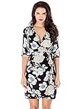 LookbookStore Women's Floral Print A Line Business Casual Short True Wrap Dress
