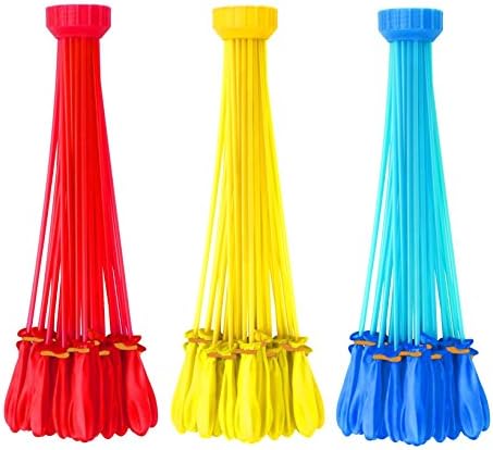 XIN YKY Water Balloon Kits, Latex Water Bomb Balloons Fight Games, Summer Splash Fun for Kids and Adults, Red/Blue/Yellow, 111 Piece