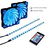 LEDdess 120mm Case Fan Light,LED Silent Fan Computer Cases,CPU Coolers (RGB, 2pcs 18 LEDs 30cm LED Strip,2pcs LED Fan, F Series)