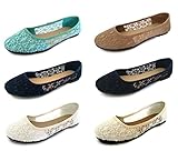 Blueberry Womens Ballet Shoe Floral Lace Crochet Comfort Flat