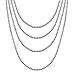 VNOX Stainless Steel Box Chain Necklace, 1mm Set of 4