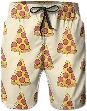 Bdna Pizza Printed Men's Beach Shorts Swim Trunks Casual Sport Print Short Pants Jogging Pants