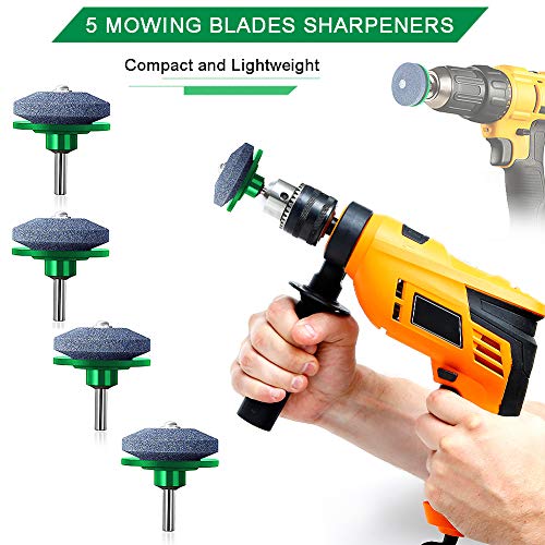 ZALALOVA Lawn Mower Blade Sharpener, 5Pcs Universal Lawnmower Blade Sharpener for Any Power Drill Hand Drill(Green)