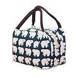 A Little Lemon Cute Reusable Cotton Lunch Bag Insulated Lunch Tote Soft Bento Cooler Bag (Polar Bear)