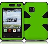 For LG 840G LG840G Dynamic Hybrid Tuff Hard Case Snap On Phone Silicone Cover Neon Green/Black Accessory