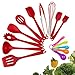 Silicone Kitchen Utensil Set, 10 Piece Best Kitchen Utensils, Non-Stick Cooking Utensils Set, Heat Resistant Kitchen Gadgets with Solid Core for Cooking Baking BBQ (Red)