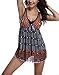 Womens One-Piece Oriental Porcelain Slimming Swimsuit Swimdress, Black, XXL(US 16-18)