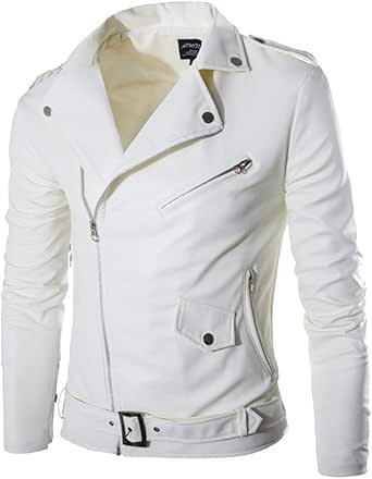 Bolayu Men S Retro Leather Biker Bomber Jacket Slim Fit Diagonal Zip Moto Motorcycle Coat Casual Winter Warm Outwear At Amazon Men S Clothing Store