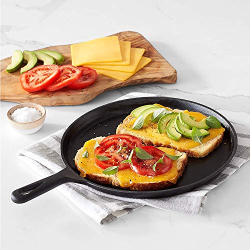 Kookantage Cast Iron Round Griddle 10.5" Pan - Pre-Seasoned Skillet with Handle Grip Grill or BBQ Hot Plate Pans - Thumbnail 3
