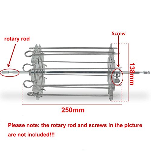 MiguCo Stainless Steel BBQ Grill Cage Vegetable Meat Skewer Kebab Maker for Rotisserie Oven Roaster - Thumbnail 6