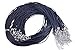 KONMAY 100pcs Black Waxed Cotton Cord Necklace 1.5mm/17'' with Extension Chain Lead&Nickel Free