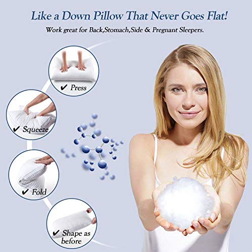 2 Pack Bed Pillows for Sleeping-Hypoallergenic Down Alternative Sleeping Bed Pillow with Plush Fiber Fill, Adjustable Hotel Collection Pillow for Back, Stomach, Side Sleepers-Queen Size(18X28Inches)
