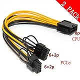CPU 8pin to Graphics Video Card Double PCI-E 8Pin(6Pin+2Pin)Power Supply Cable, Splitter PCI Express Graphics Card Connector PC Power Cable Wire CPU Molex for Graphics Card BTC Miner (2 Pack)