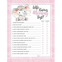 30 Pink Elephant Who Knows Mommy Best Baby Shower Game and Activity Easy to Play- Gender Reveal New Parent Women Men or Kids