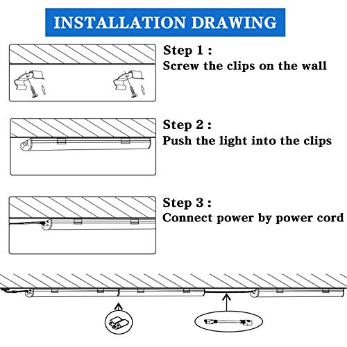 4ft LED Shop Light Fixture - 40W Linkable 4800LM 6000-6500K Cool White Under Cabinet Lighting for Garages, Basements, Work Areas, Utility Room, Striped Cover (4 Pack) - Thumbnail 4