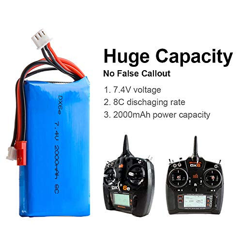 2S 7.4V 2000mAh Lipo Battery for Spektrum DX6e DX6 DX8 Remote Controller