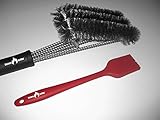 Barbeque Grill Brush By Victory Grillin' - 18 Inches Long, 3 Stainless Steel Brushes in 1, Strong Ergonomic Design, Perfect for All Grill Types, Free Basting Brush, Enhance Your Grill Experience Now!