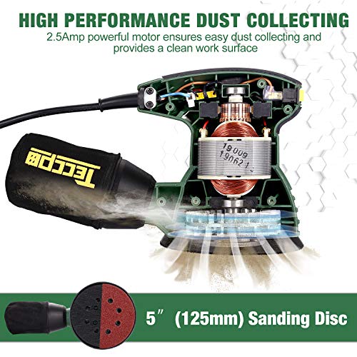 Lijadora vibrante, TECCPO, lijadora eléctrica, lijadora excéntrica, potencia de 350 W para pulir la madera también el metal, TARS22P - Imagen 4
