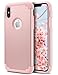 ULAK iPhone X Case for Girls, iPhone Xs Case, Slim Hybrid Protective Soft Rubber & Silicone Hard PC Back Cover Dual Layer Shock Absorption Cover for Apple iPhone X/Xs 5.8 inch, Rose Gold