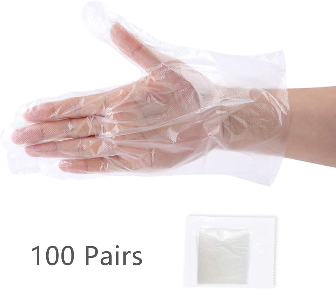 Polyethylene Disposable Gloves Transparent Gloves 100 Pairs Individual Package Easy to Carry