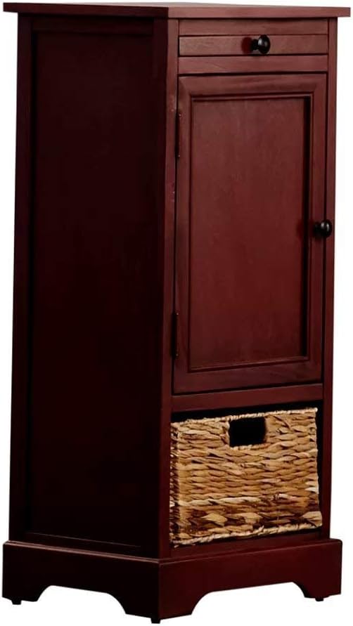 Extra Long Accent Cabinet for Bathroom and Living Room, Free Standing 1 Drawer Dark Cherry Modern Classic Storage Accent Cabinet & E-Book