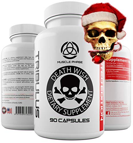 | Death Wish Supplements ANABOLIC TRIBULUS Extreme |Natural Testosterone Booster | Natural Estrogen Blocker | 45% Steroidal Saponins | Libido Booster |Strength |Stamina | Aphrodisiac for Men & Women