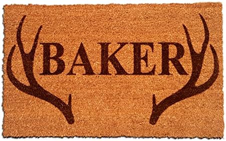 Personalized [Your Name] Coir Fiber Laser Engraved Doormat 30” x 18” Antlers – Custom