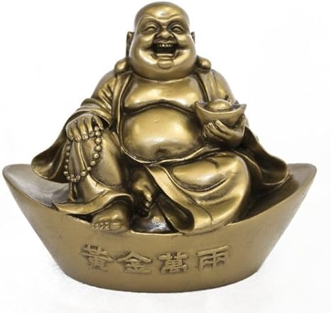 Amazon Com Golden Buddha Statue On Big Ingot Home Kitchen