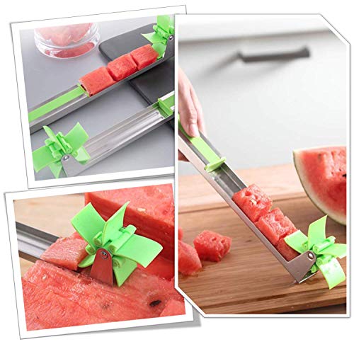 BEST SELLER Watermelon Slicer Stainless Steel + Slicer Cutter Knife Corer + 2 Reusable Straws + Orange Peeler - Fruit Vegetable Tools Kitchen Gadgets - No Mess - Less Stress (Green) + eBook - Thumbnail 5