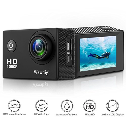 Action camera, wewdigi ev4000 12mp 1080p 2 inch lcd scr…