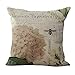 ChezMax Linen Blend Classical Flowers Print Cushion Cover Vintage Throw Pillow Covers Cotton Pillowslip Square Decorative Pillowcase 18x18 Inches