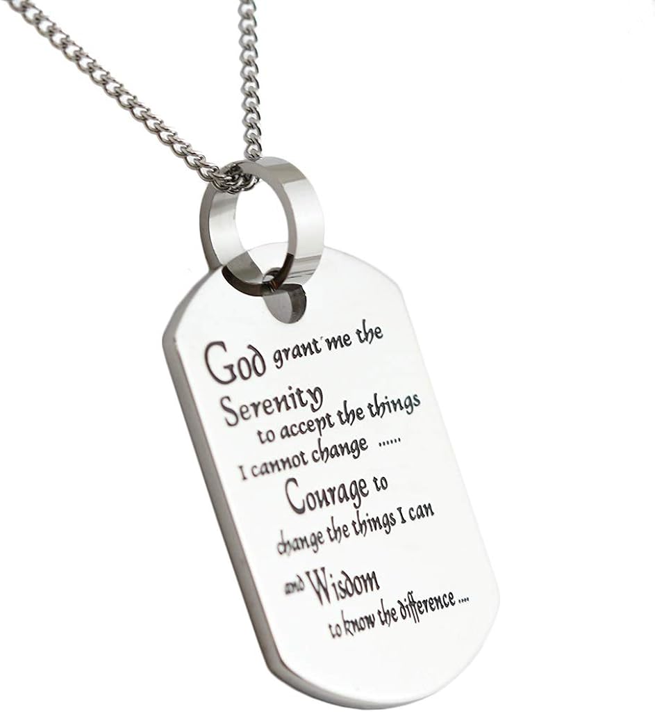 serenity prayer dog tag necklace