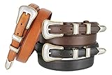Western Ranger Oil-Tanned Genuine Leather Belt w/ Silver & Gold Buckle Set for Men