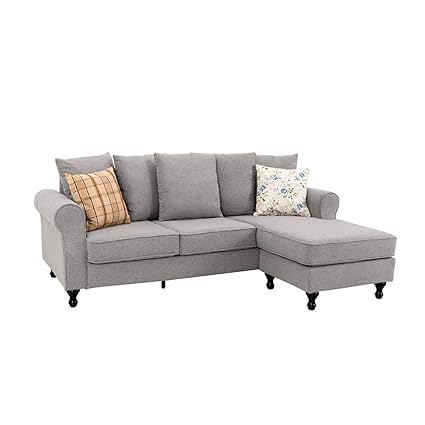 Wellgarden Fabric Corner Sofa Couch L Shaped 3 Seater Sofa Settee