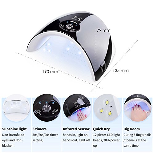 Yao Shun Gel Polish Soak Off Nail Gel UV Gel Starter Kit with 24W LED Nail Lamp Base Top Coat Set and Manicure Tools Nail Art Home Use Kit#3 - Thumbnail 3