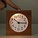 Baban Alarm Clock Square Handmade Creative Classic Small Wooden Mute Lazy Bedside Clock with Night Light Sapele