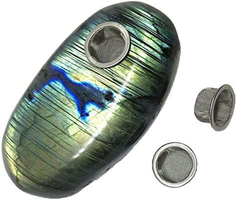 Yinglai Top Grade Flash Labradorite Palm Stone Crystal Natural Quartz Worry Stone Healing with 3PCS Metal Filters