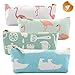 EuTengHao 4 Packs Pencil Case Holder,Canvas Designed Cute Animal Zipper Bag Student Pencil Pen Case Box,Makeup Brush Bag,Coins Bag,Multiple Storage Bag,Cosmetic Bag