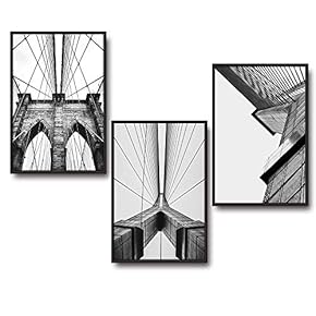 3 Piece Framed Canvas Wall Art for Living Room, Bedroom Geometrical Abstract Buildings V Canvas Prints for Home Decoration Ready to Hang - 16"x24"x3 Panels