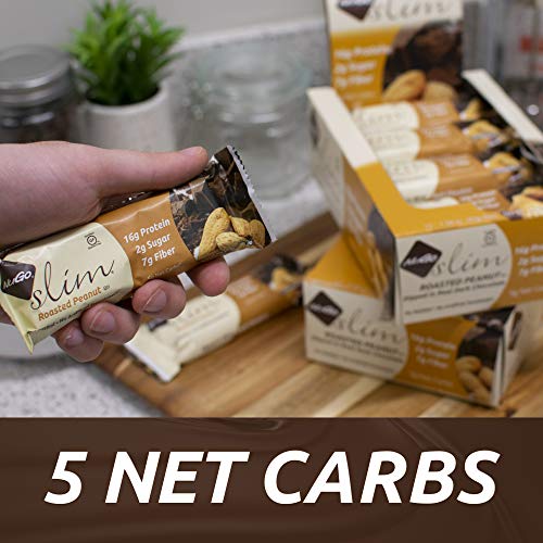 NuGo Slim Dark Chocolate Crunchy Peanut Butter, 17g Vegan Protein, 3g Sugar, 7g Fiber, 180 Calories, Low Net Carbs, Gluten Free, 12 Count - Thumbnail 5