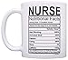 ThisWear Nurse Gifts Nurse Nutritional Facts Label Nursing Gag Gift Gift Coffee Mug Tea Cup White